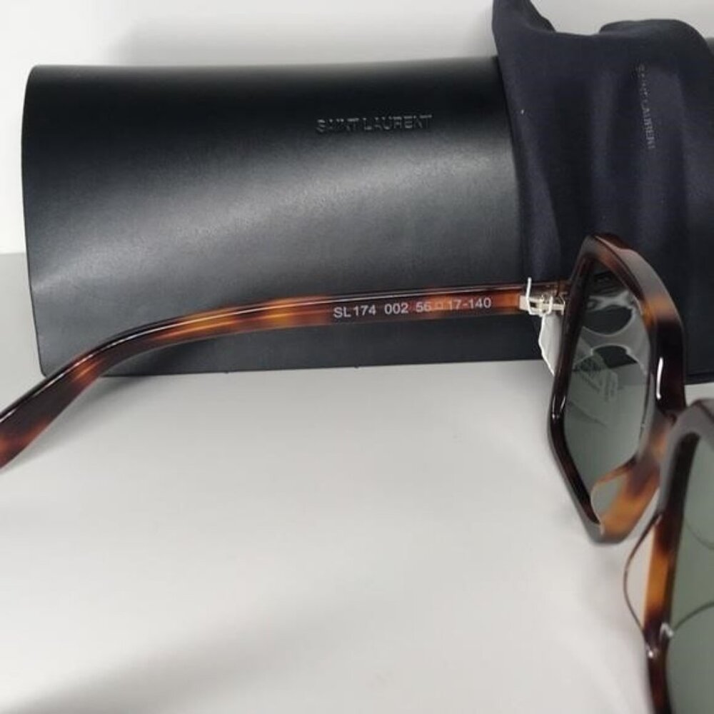 New Authentic Tortoise Square Sunglasses with Black Case SL 174 002 - Picture 11 of 13